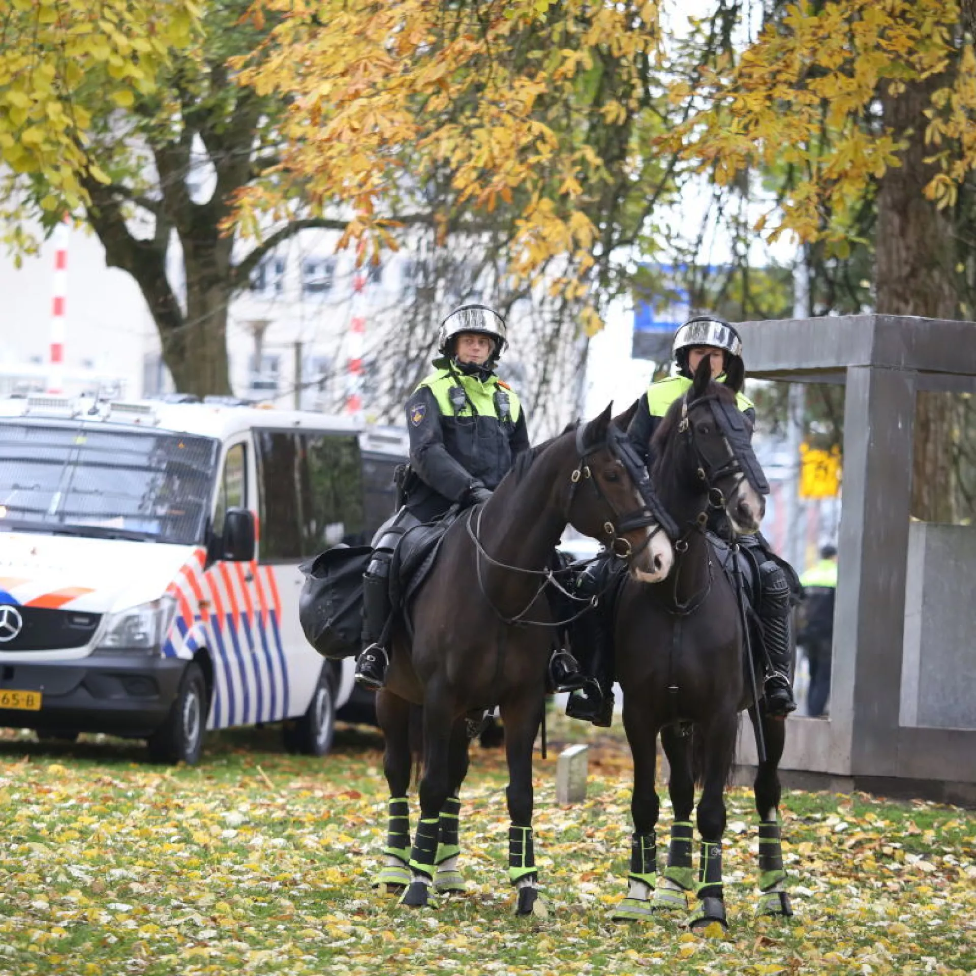 Politie te paard houdt toezicht